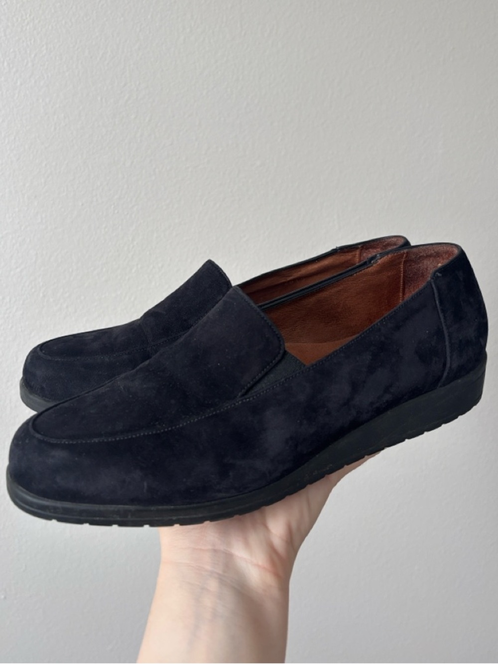 Beautifeel women’s black suede leather platform heel loafers size EU 38 casual